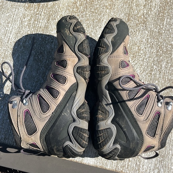 OBOZ B DRY WATERPROOF WOMENS 11 hiking boots ankle support black tan purple fit - Picture 2 of 8